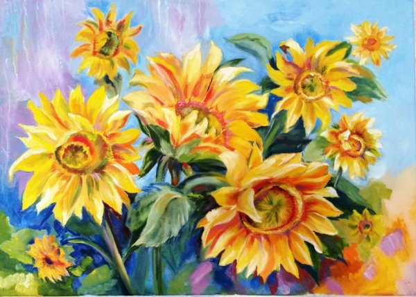 Кузеева Лия картина Подсолнухи