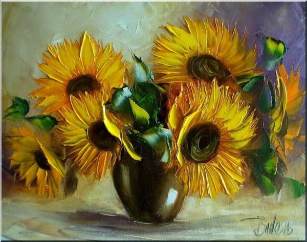 Подсолнухи акрилом на холсте