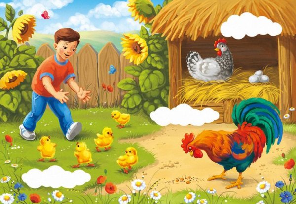 Иллюстрация птичий двор для детей