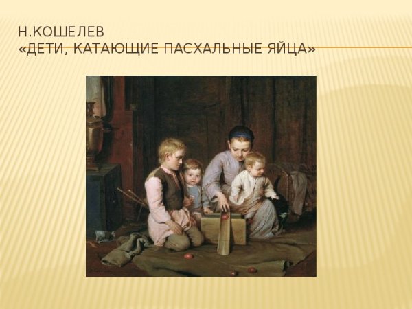 Кошелев н а дети катающие пасхальные яйца 1855 г