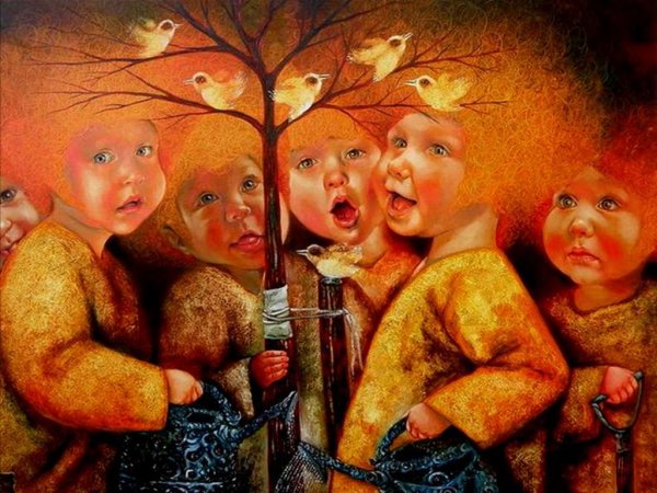 Н.А. Кошелев дети, катающие пасхальные яйца. 1855