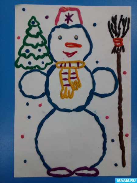 Лепка Снеговик для малышей