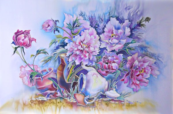 Батик цветы