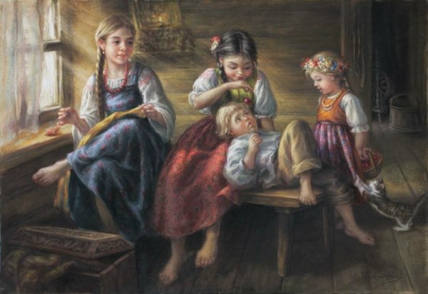 Владимир Маковский. Крестьянские дети. 1890.