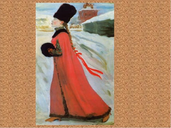 Картина Московская девушка 17 века Рябушкин