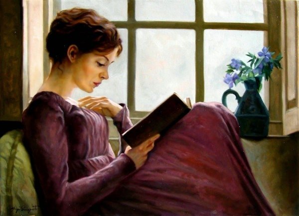 Девушка с книгой живопись