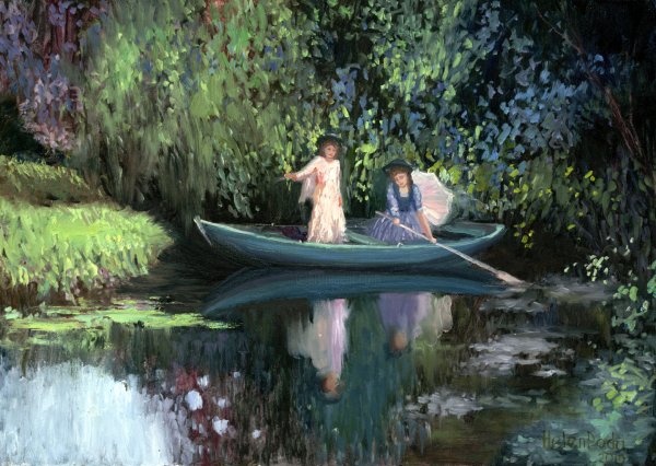 Девушка в лодке живопись