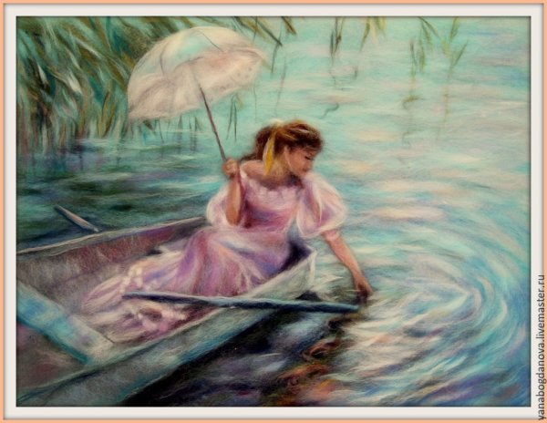 Картина девочка в лодке