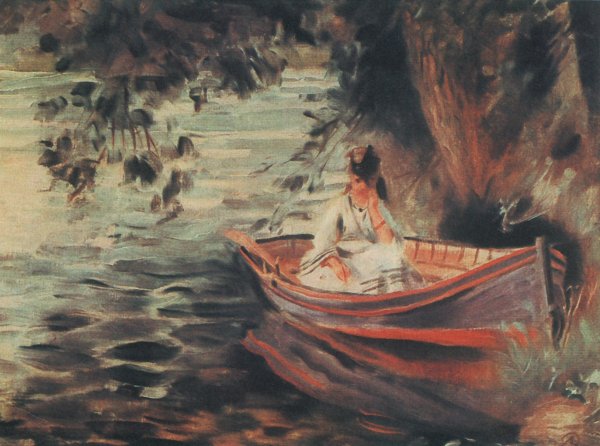 Женщина в лодке 1867 Ренуар