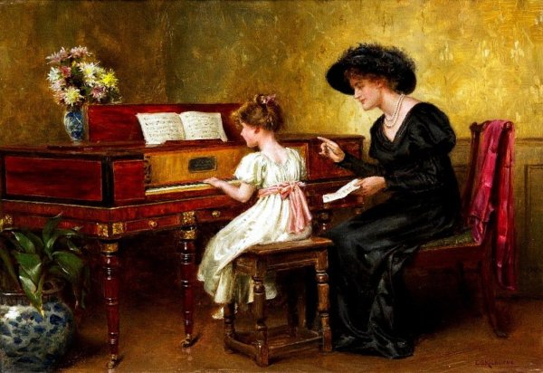 Теодор клемент стил "девушка за фортепиано" (1893)