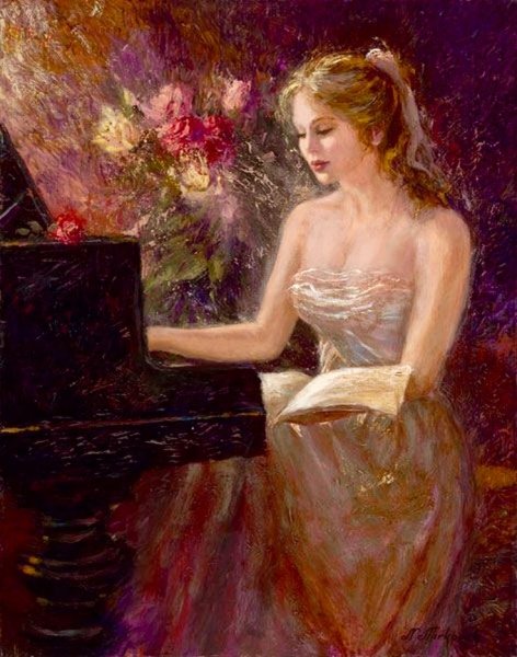 Картина Фредерик Шопен за роялем