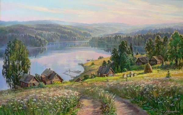 Картины художник любовь Малышева деревня