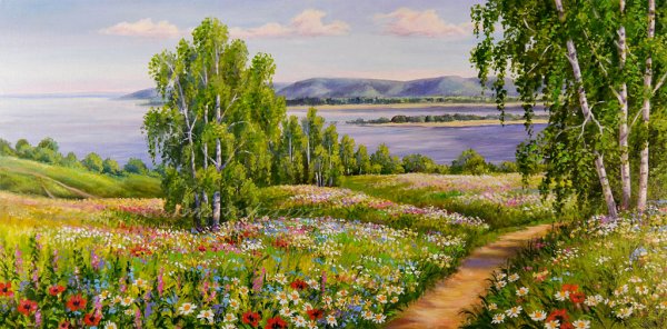 Летний пейзаж живопись Елена Самарская