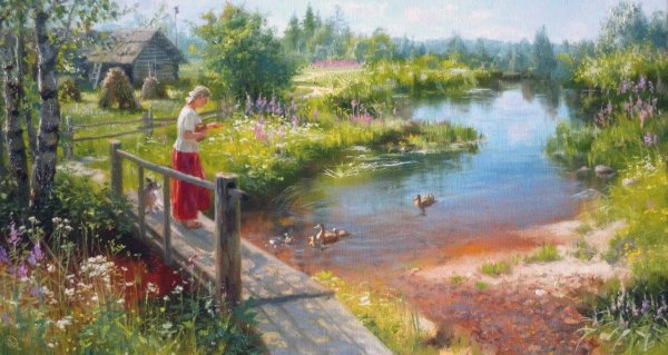 Художник Жданов Владимир Юрьевич лето в деревне картины