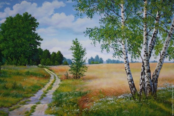 Пейзаж с березами