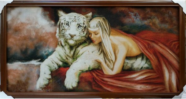 Картина девушка с тигром