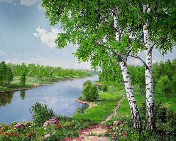 Пейзаж Болотов березы