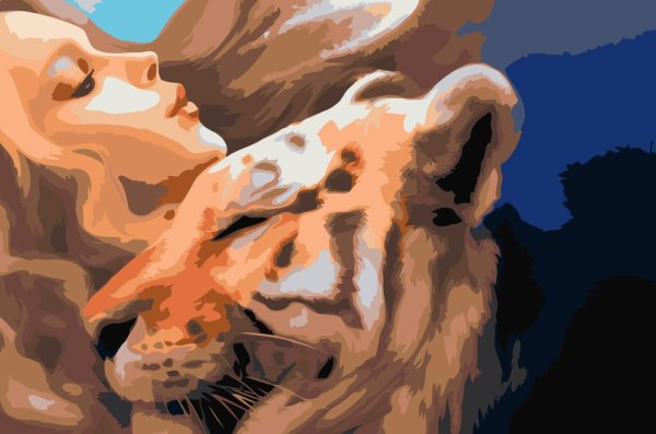 Картина по номерам девушка с тигром