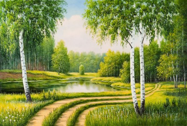 Правополушарное рисование Березовая роща