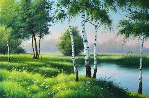 Остроухов " Березовая роща"