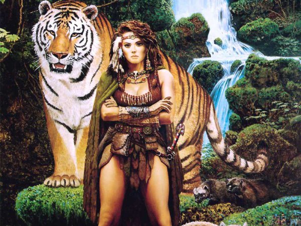 Амазонка с тигром