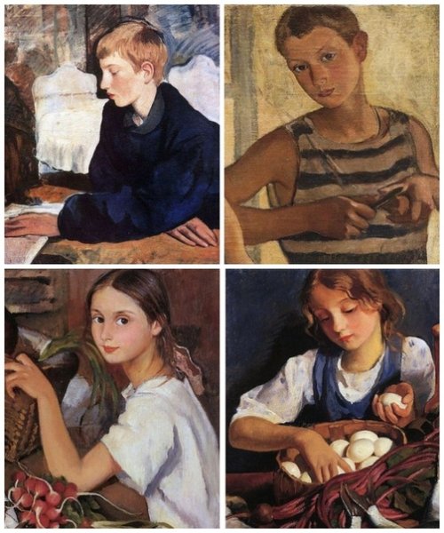 Зинаида Серебрякова на кухне портрет Кати