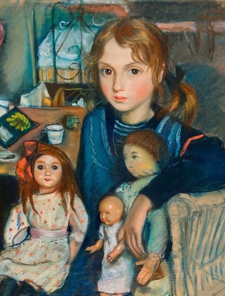 Зинаида Серебрякова «Катя в голубом у елки» 1922