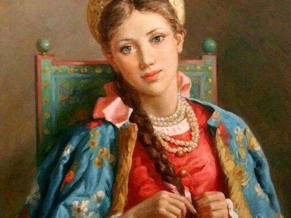 Девушка у березы у реки