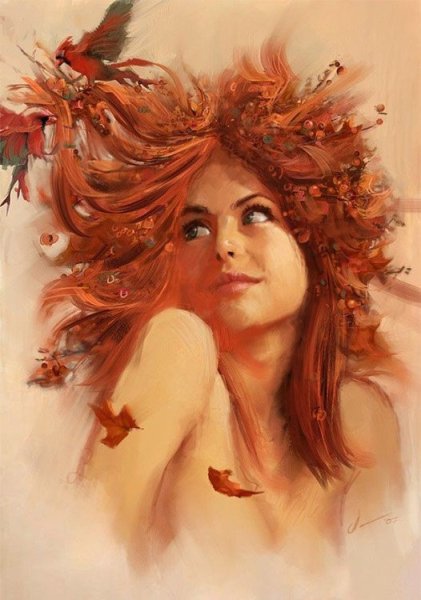 Рыжая девушка живопись