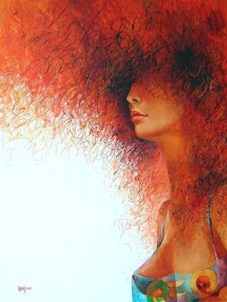 Картина девушка с рыжими волосами