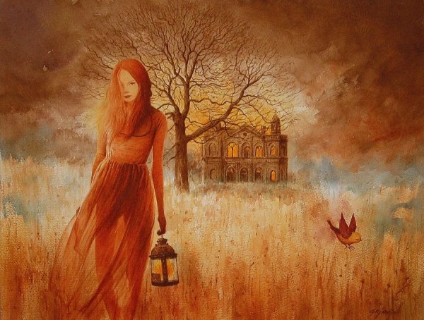 Рыжая девушка художник