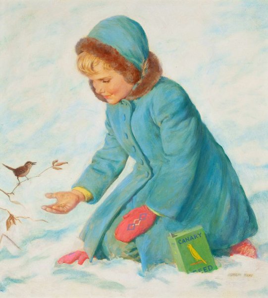 Кормление птиц живопись