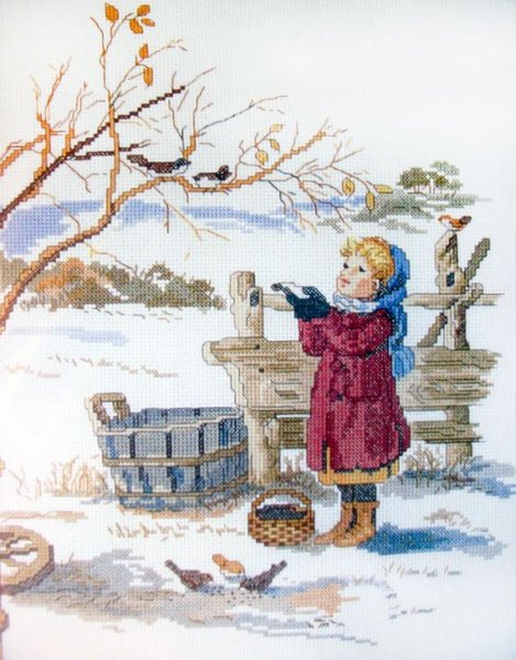 Вышивка крестом дети зимой
