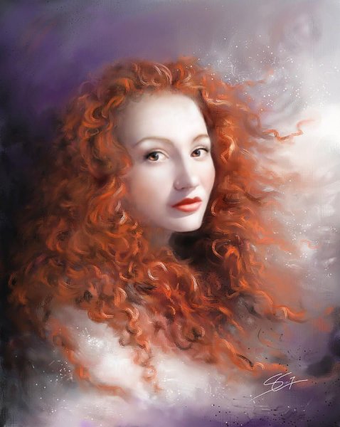 Картина девушка с рыжими волосами