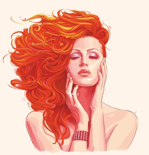 Рисунок рыжей девушки
