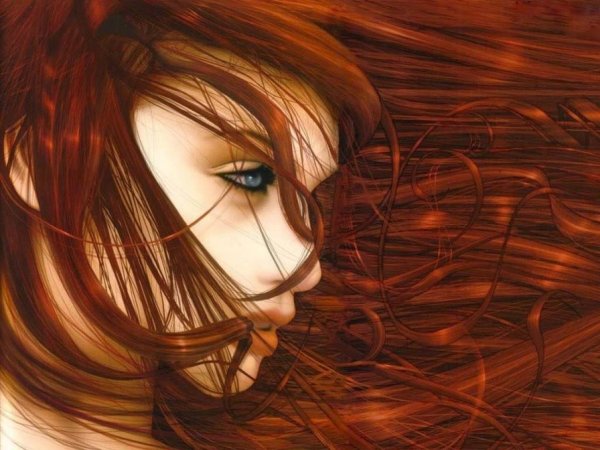 Рыжая девушка плачет арт
