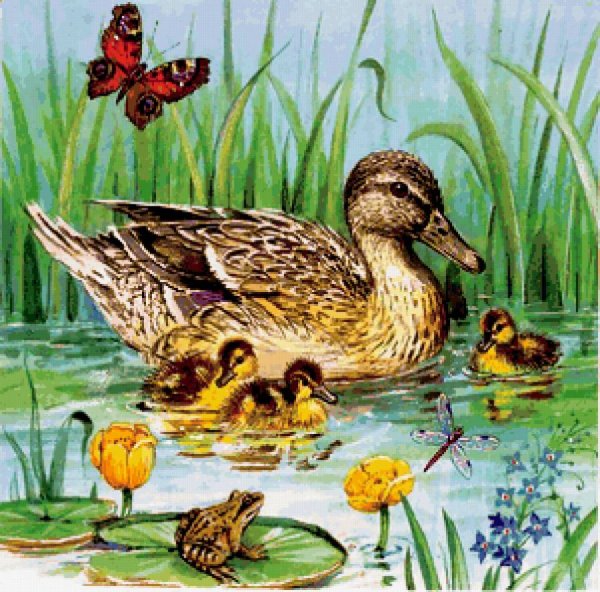 Картина утка с утятами