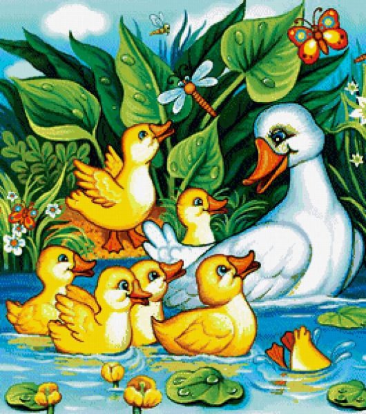 Картина для детей утка с утятами