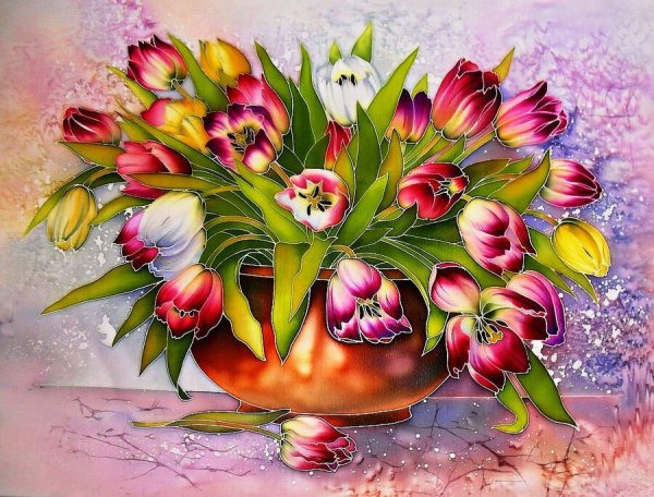 Живопись букеты тюльпанов мастер класс