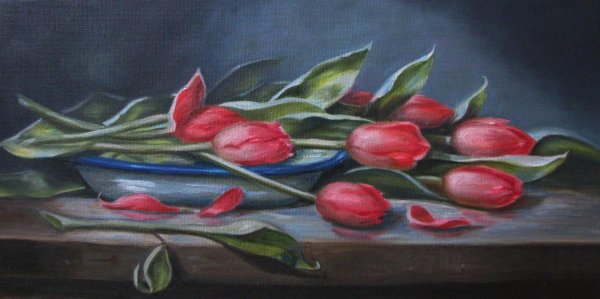 Цветочная акварель Альберто Гильена тюльпаны