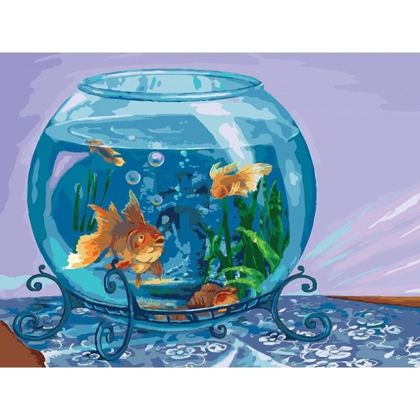 Круглый аквариум с рыбками