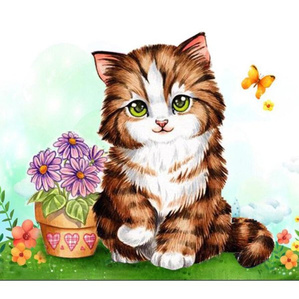 Кошка рисунок цветной