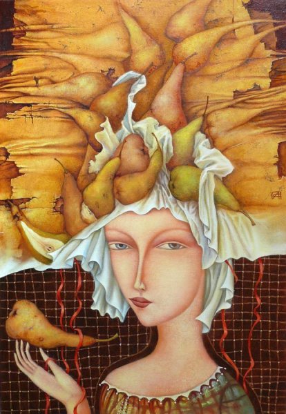 Мальчик с грушей живопись