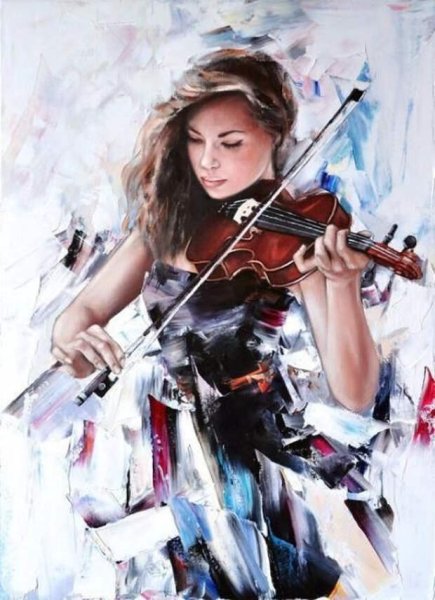 Девушка со скрипкой живопись