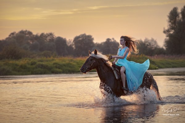 Девушка на коне арт