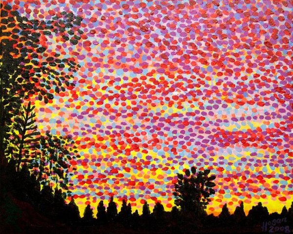 Техника пуантилизм пейзаж