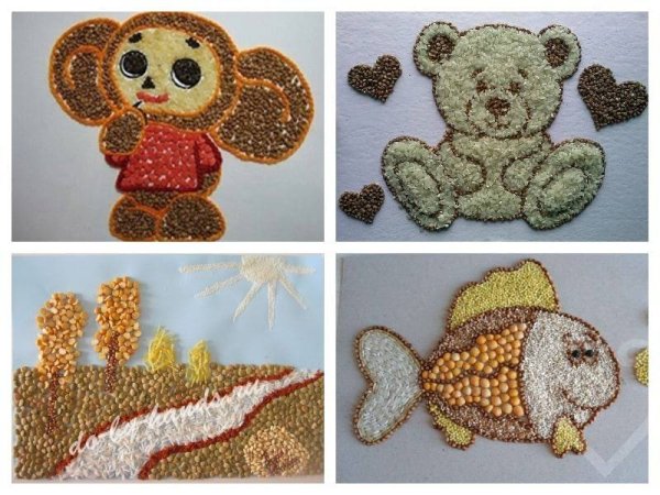 Аппликация из крупы