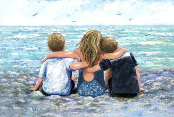 Картина 2 мальчика на берегу