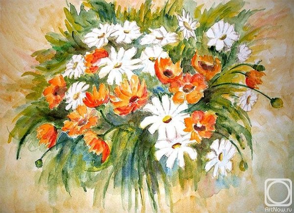 Букет цветов гуашью