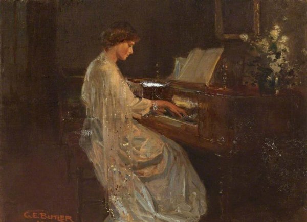 Леди у рояля картина Роба Хефферана